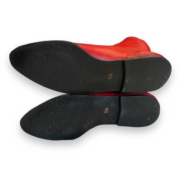 Vintage 1970's Fast Turn Cherry Red Genuine Leather Knee High Slip On Boots - Picture 9 of 9